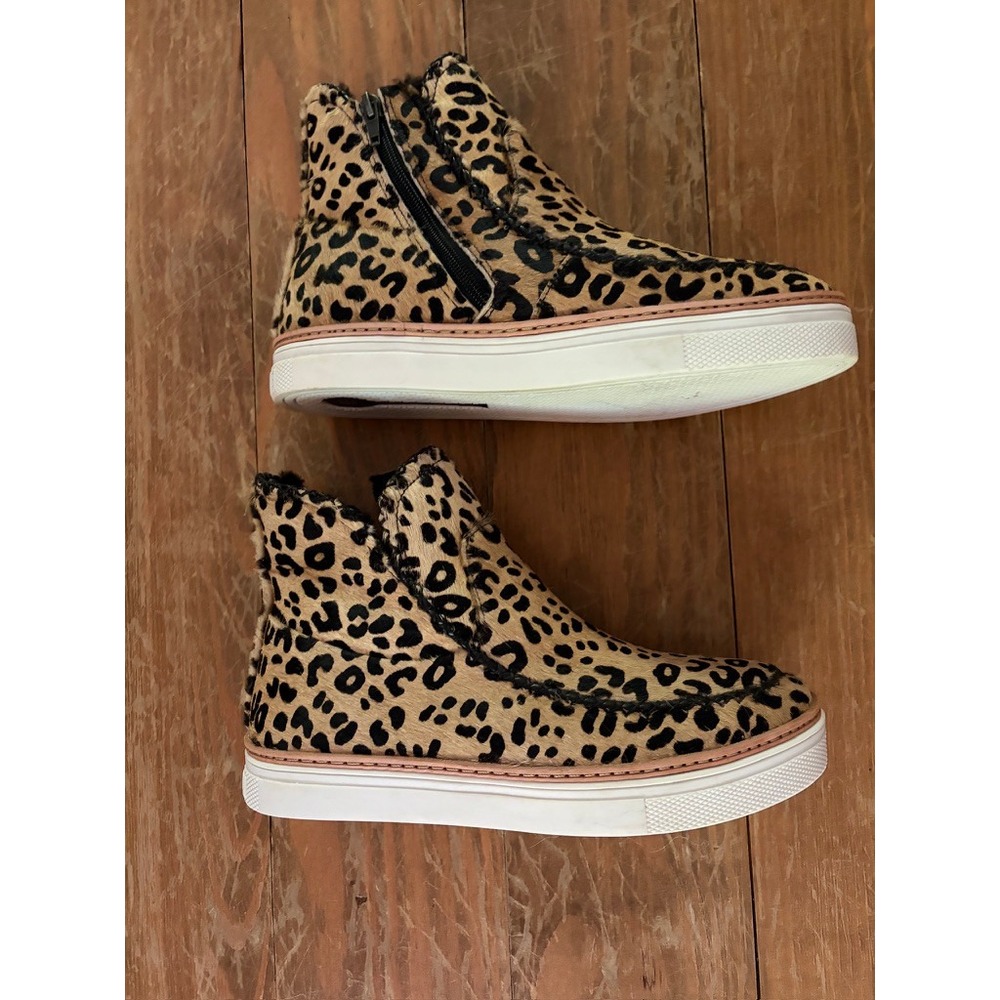 Lucchese Leopard Calf Hair Shearling Lined High Top Sneakers 9.5 63007